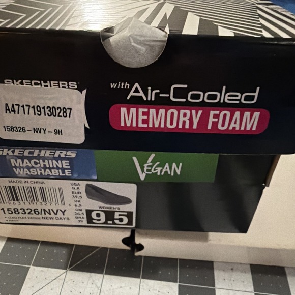 Skechers Cleo Flex-Wedge Shoes Women's 9.5 Navy Blue New Days Vegan - New - Picture 8 of 9